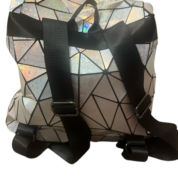 Iridescent Holographic Geometric Backpack. NWT - Picture 2 of 9